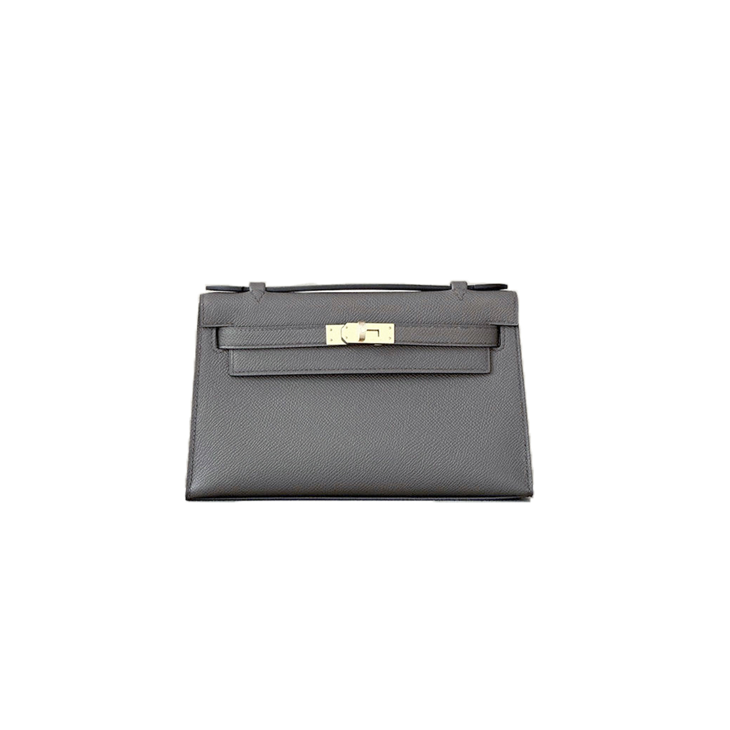 HERMES MINI KELLY FIRST GENERATION EPSOM PEWTER GRAY GOLD BUCKLE (22*14*7cm) 